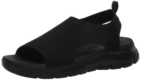 Skechers Women's Flex Appeal 4.0-Livin' in This Sport Sandal, Black/Black, 8