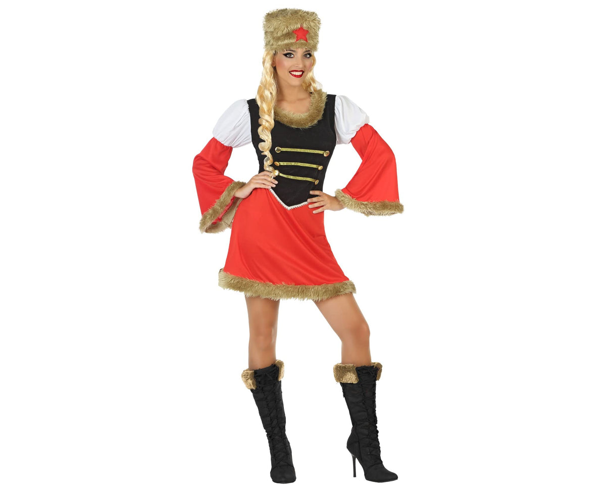 Atosa 54423 Costume Russian Woman M-L Red-Carnival, Women