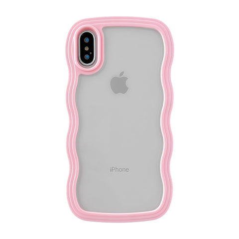 Caseative for iPhone X/Xs Case, Cute Curly Wave Frame Shape Shockproof Soft Compatible with iPhone Case (Pink,iPhone X/Xs)