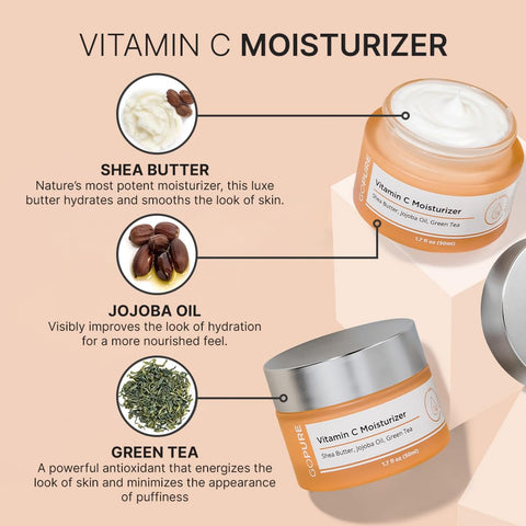 goPure Vitamin C Day Moisturizer - Anti-Aging Vitamin C Face Cream for More Radiant-Looking Complexion, Made with Hydrating Shea Butter and Jojoba Oil and Antioxidant Green Tea - 1.7 fl oz