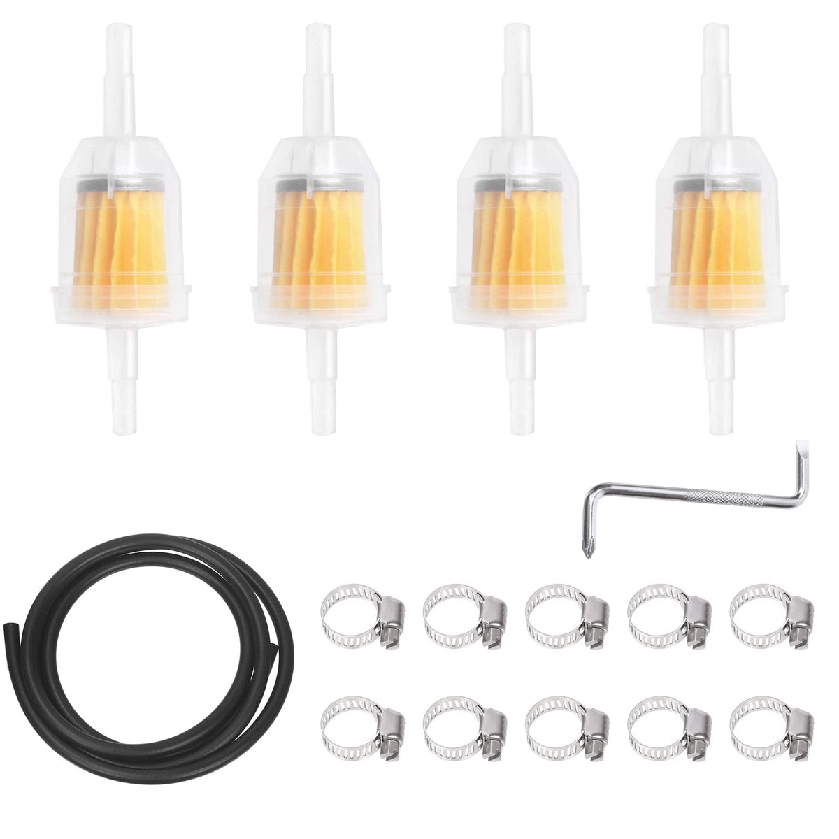 Mardatt 16PCS 1/4â€ Fuel Line Set Includes 1/4 Inch 6.5 Feet Fuel Line, Gas Inline Fuel Filters, Adjustable Stainless Steel Worm Gear Hose Clamps and Z-shape Wrench for Boat Marine Machines