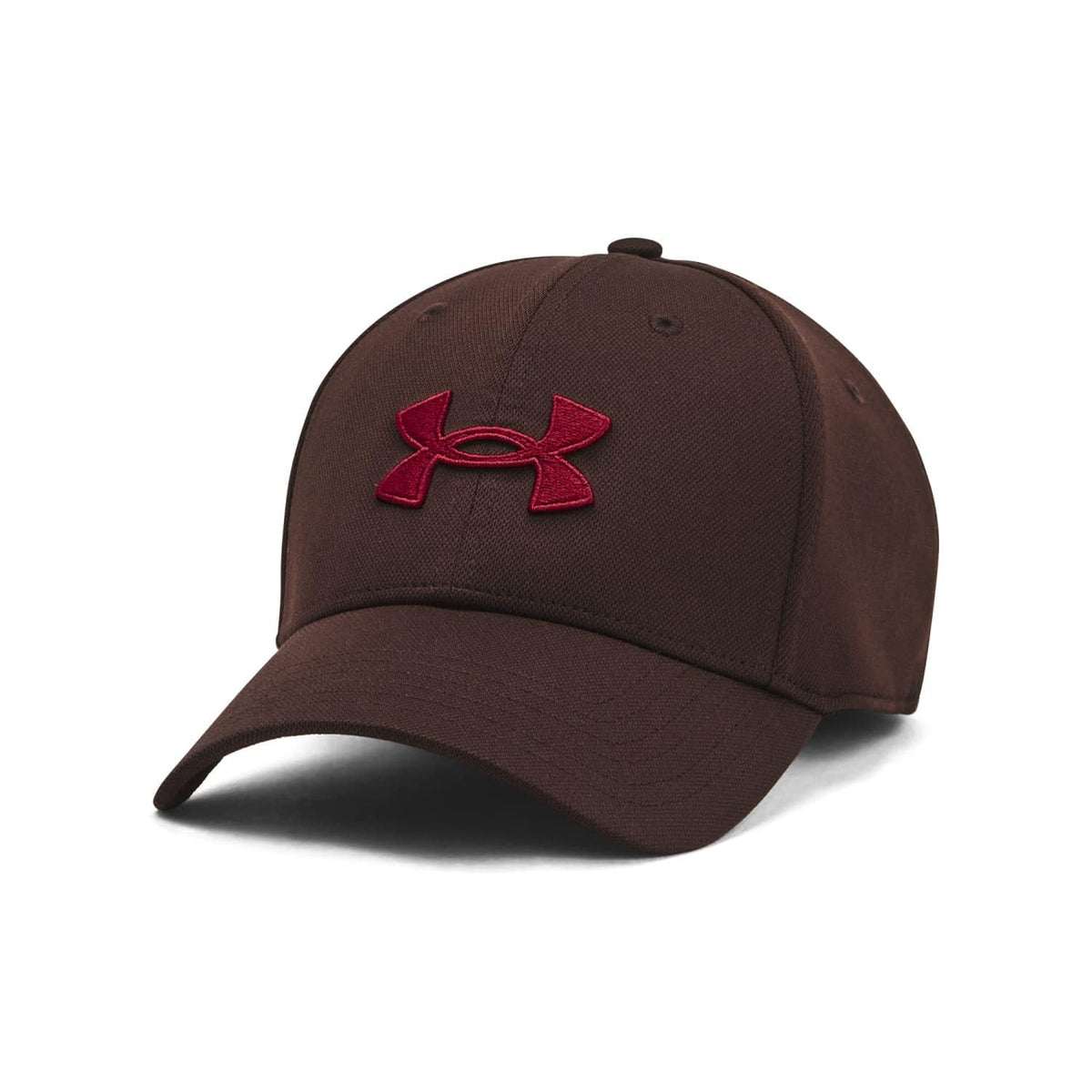Under Armour Men's Blitzing Cap Stretch Fit Hat, Brown Obsidian/Cardinal, L/XL