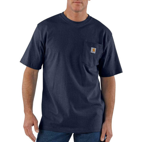 CarharttmensLoose Fit Heavyweight Short-Sleeve Pocket T-ShirtNavy HeatherSmall