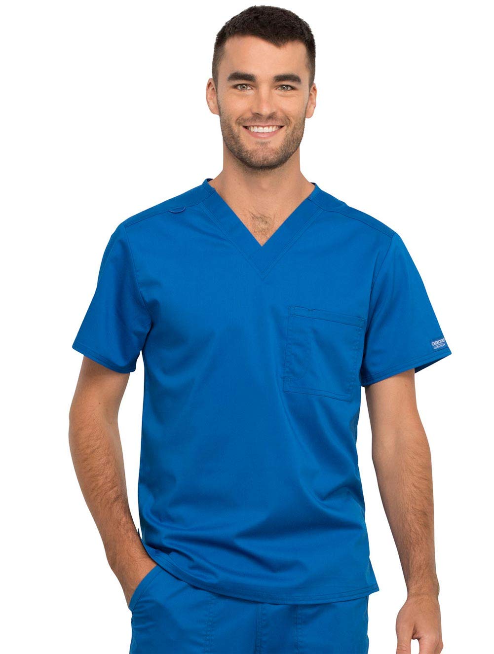 Cherokee Men & Women Scrubs Top Workwear Revolution 1 Pocket Tuckable V-Neck WW625, L, Royal