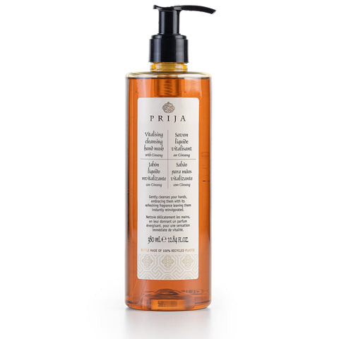 Prija Vitalising Hand Wash with Ginseng Extract Gently Cleanses Hands, Moisturising Liquid Hand Soap, Vegan Friendly with Energising Fragrance 380ml