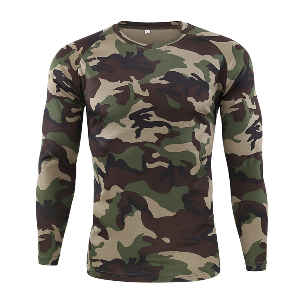GYHH Mens Long Sleeve Baselayer,Quick-drying Camouflage T-shirt Breathable Crew Neck Military Clothes Fou Outdoor Hunting Hiking Camping Climbing Fishing (CL camouflage,Large)