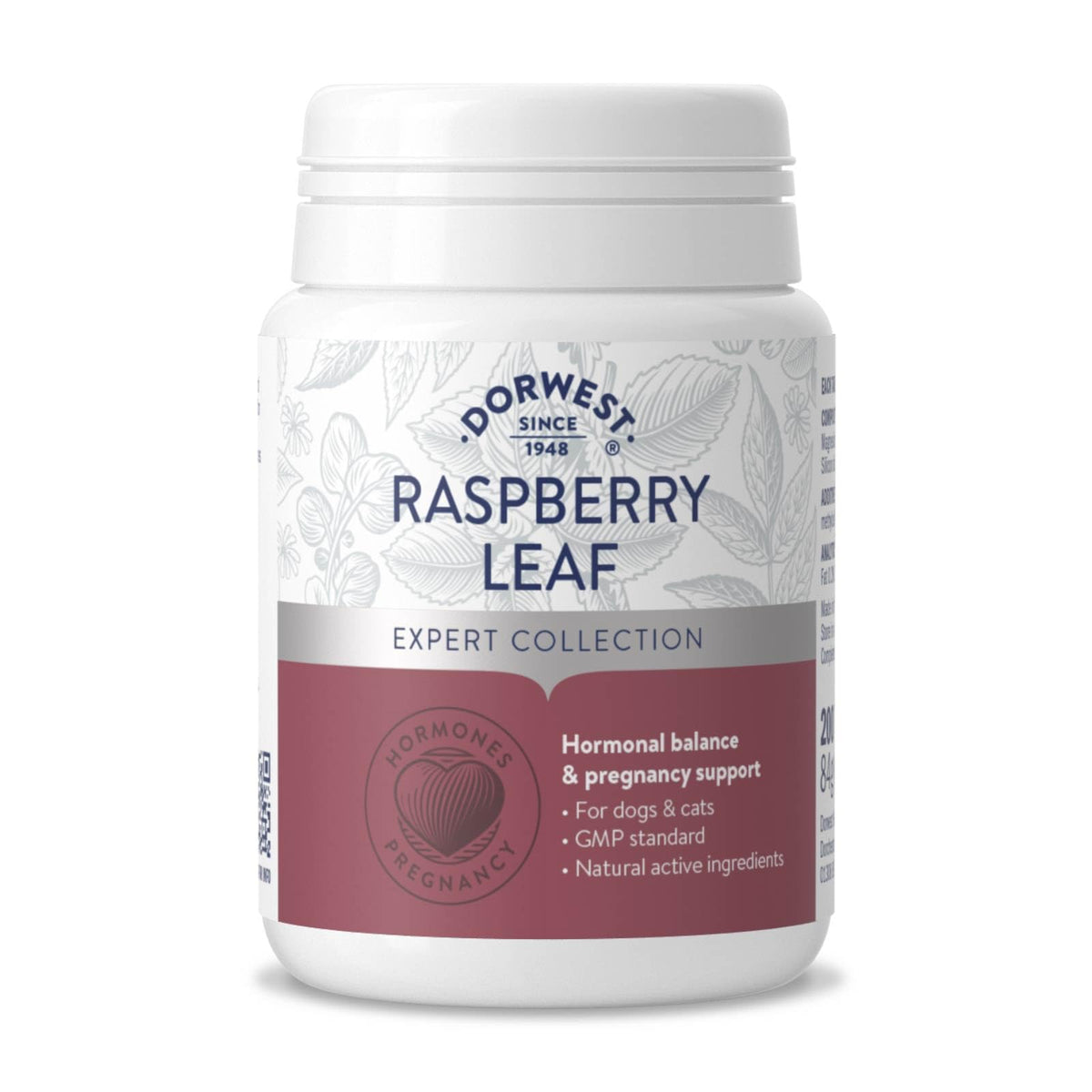 Dorwest Raspberry Leaf Tablets for Dogs And Cats, 200 Tablets, Pregnancy Support For Pets - For Natural Hormonal Balance and Phantom Pregnancies