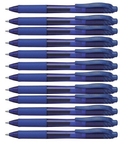 Pentel EnerGel-X Retractable Liquid Gel Pen (1.0mm) Metal Tip, Blue Ink, Box of 12 (BL110-C)