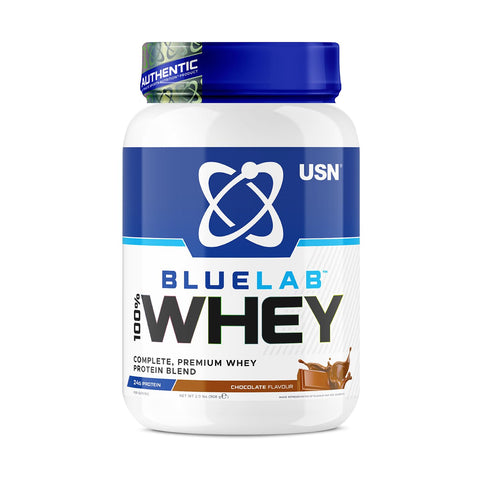USN Blue Lab Whey Protein Powder, Chocolate Flavour - 2kg, Premium Whey Isolate Protein Dietary Supplement, Post Workout Lean Muscle Growth BCAA Amino Acids Powder, Quality Protein Shake Drink Mix