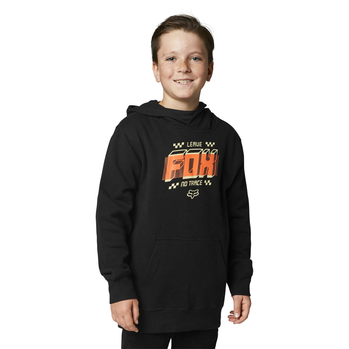 Fox Racing Kids Fullstop Pullover Fleece Hooded Sweatshirt, Black, M