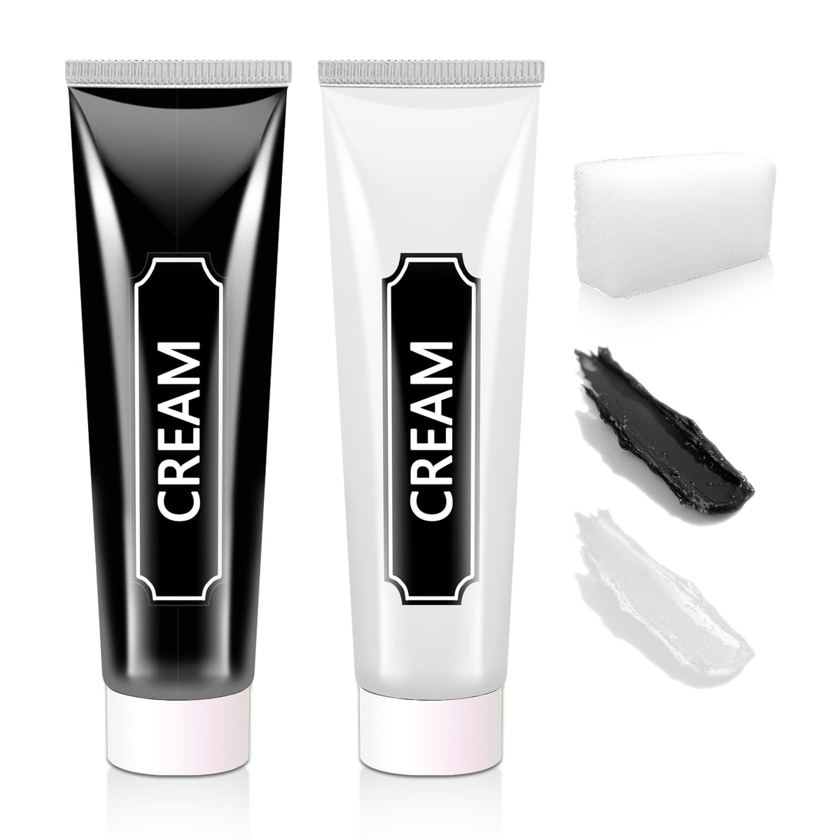 2 Pcs Black White Face Paint Set,Halloween White Face Body Paint Makeup Kit for Adults,Face Painting Kit for Joker Skull Skeleton Cosplay Zombie SFX Clown Makeup Kit with Sponge