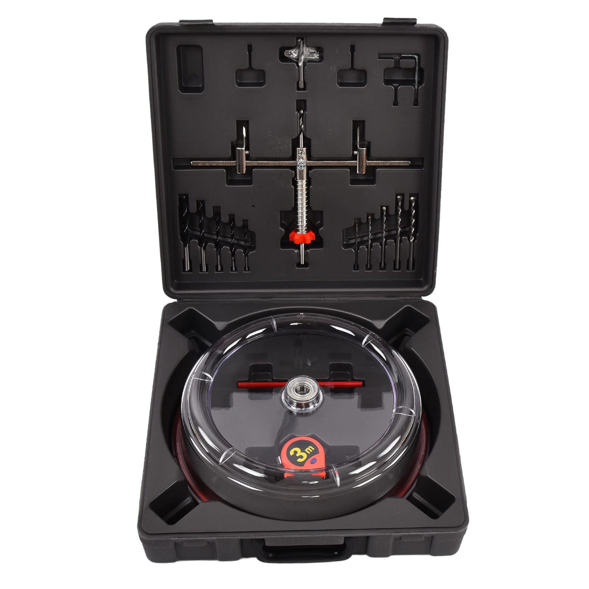 Twin Blade Recessed Hole Saw 40?300mm Adjustable Holes Saws Cutter Kit Pilot Drill Bits Drill Bit Set with ABS Dust Shelter Dust Cover for Recessed Veneer