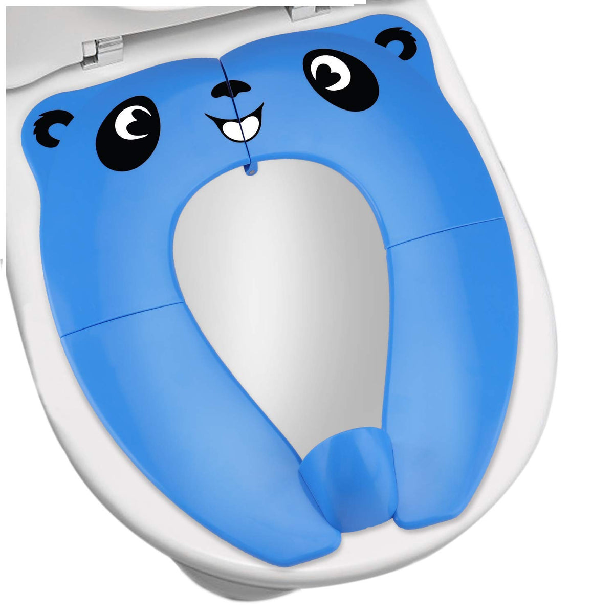 [Upgrade Version] Foldable Potty Seat - RIGHTWELL Travel Toilet Seat, Toilet Training Seat Portable Toilet Seat Toddler PP Material with Carry Bag (Blue)