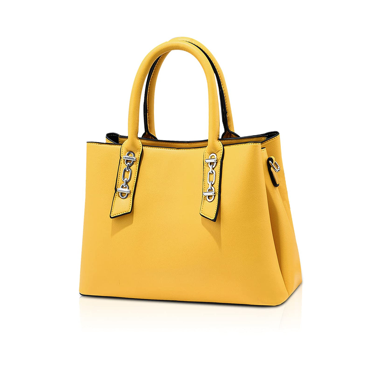 NICOLE & DORIS Fashion Women Tote Handbag Simple Top Handle Bags Casual Shoulder Bags Leather PU Ladies Crossbody Bag with Triple Compartment Yellow