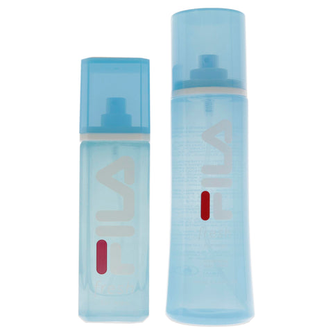 FILA Fresh Gift Set for Men - Cool, Clean, Refreshing - A Modern Classic Fragrance - Includes Eau De Toilette And Body Spray For Him - Trendy, Streamlined, Portable Blue Bottle Designs - 2 Pc