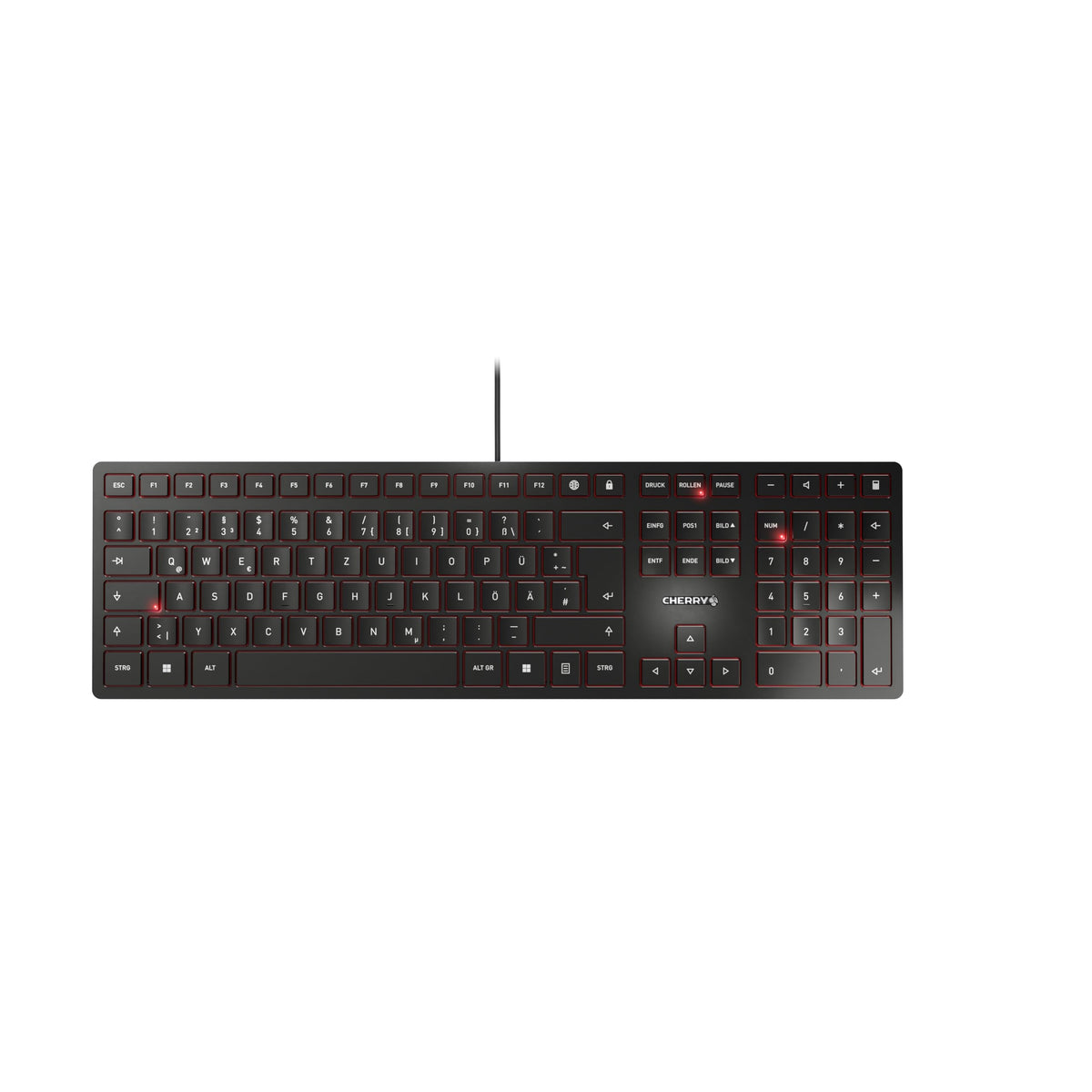 CHERRY KC 6000 SLIM, ultra-flat design keyboard, German layout (QWERTZ), wired (USB-A connection), quiet, durable key labelling, black