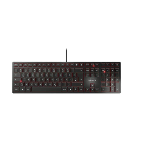 CHERRY KC 6000 SLIM, ultra-flat design keyboard, German layout (QWERTZ), wired (USB-A connection), quiet, durable key labelling, black
