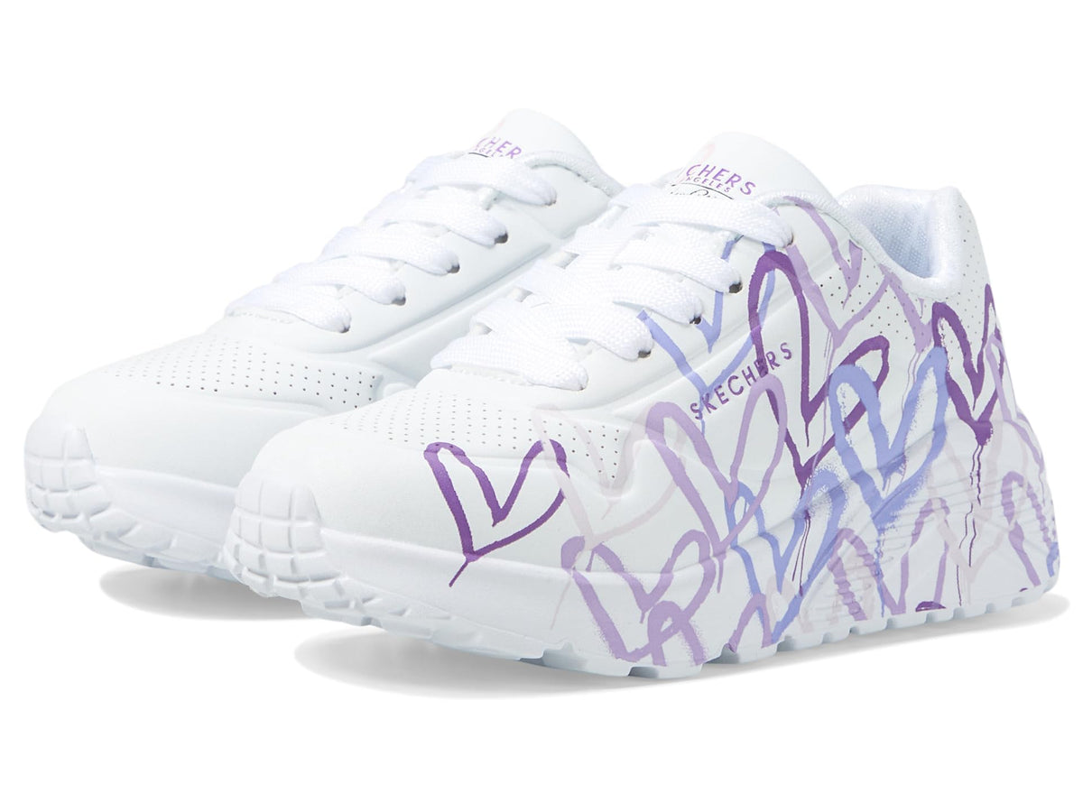 Skechers Girls Uno Lite-Spread The Love Sneaker, White/Light Purple, 12.5 Little Kid