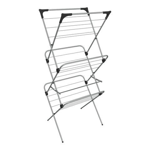 Vileda Sprint 3-Tier Clothes Airer, Indoor Clothes Drying Rack with 15 m Washing Line, Silver