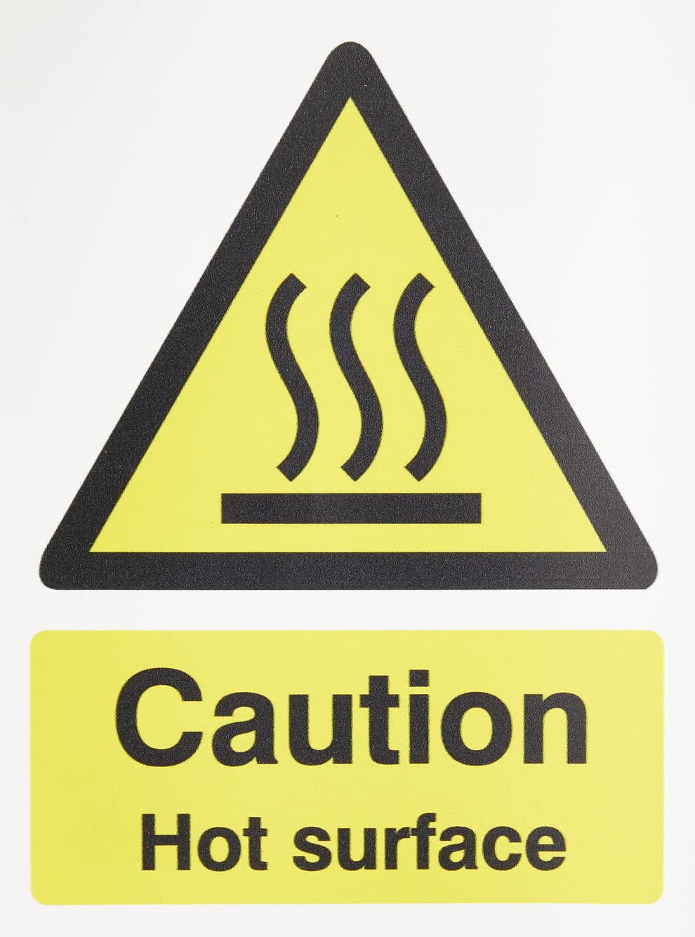 Seco Caution Hot Surface Sign, 150mm x 200mm - Self Adhesive Vinyl, Black/White/Yellow
