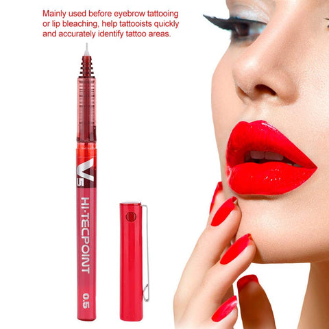 Tattoo Marker Pen, Waterproof Semi-permanent Microblading Eyebrow Lip Tattoo Positioning Pen Microblading Eyebrow Pencil Creates Looking Lip Brows(Red)