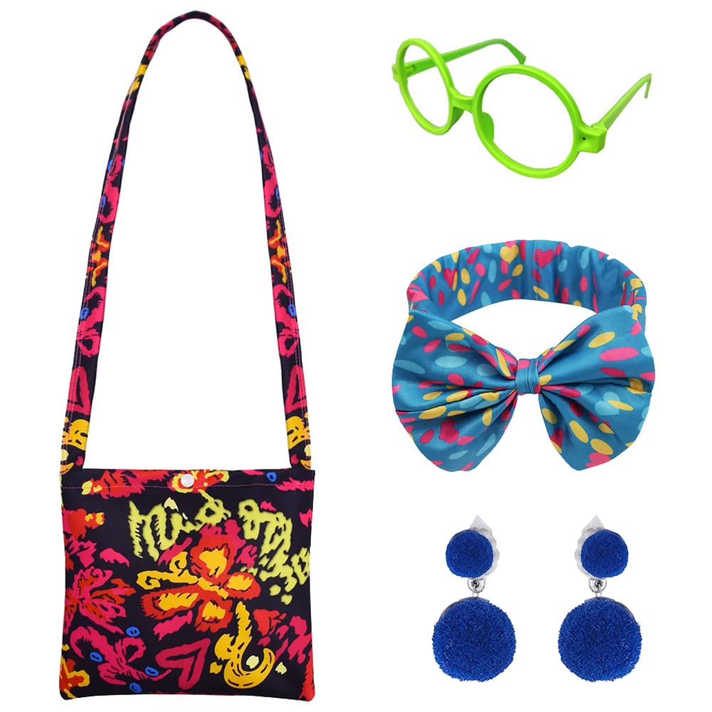 Girls Encanto Costume Accessories Mirabel Dress up Accessories for Girls Mirabel Bag Headband Green Glasses Earrings Halloween Christmas Party Favors for Kids (A)