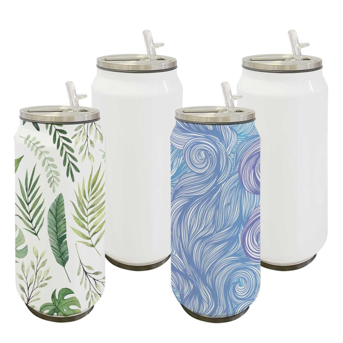 JWYINGIN 4 Pack 16 oz Sublimation Tumblers Blanks Cans, Double Walled Vacuum Insulation Cup, Stainless Steel Sublimation Tumbler Cups,for Tumbler Heat Press Machine Sublimation Printing (White 16oz)