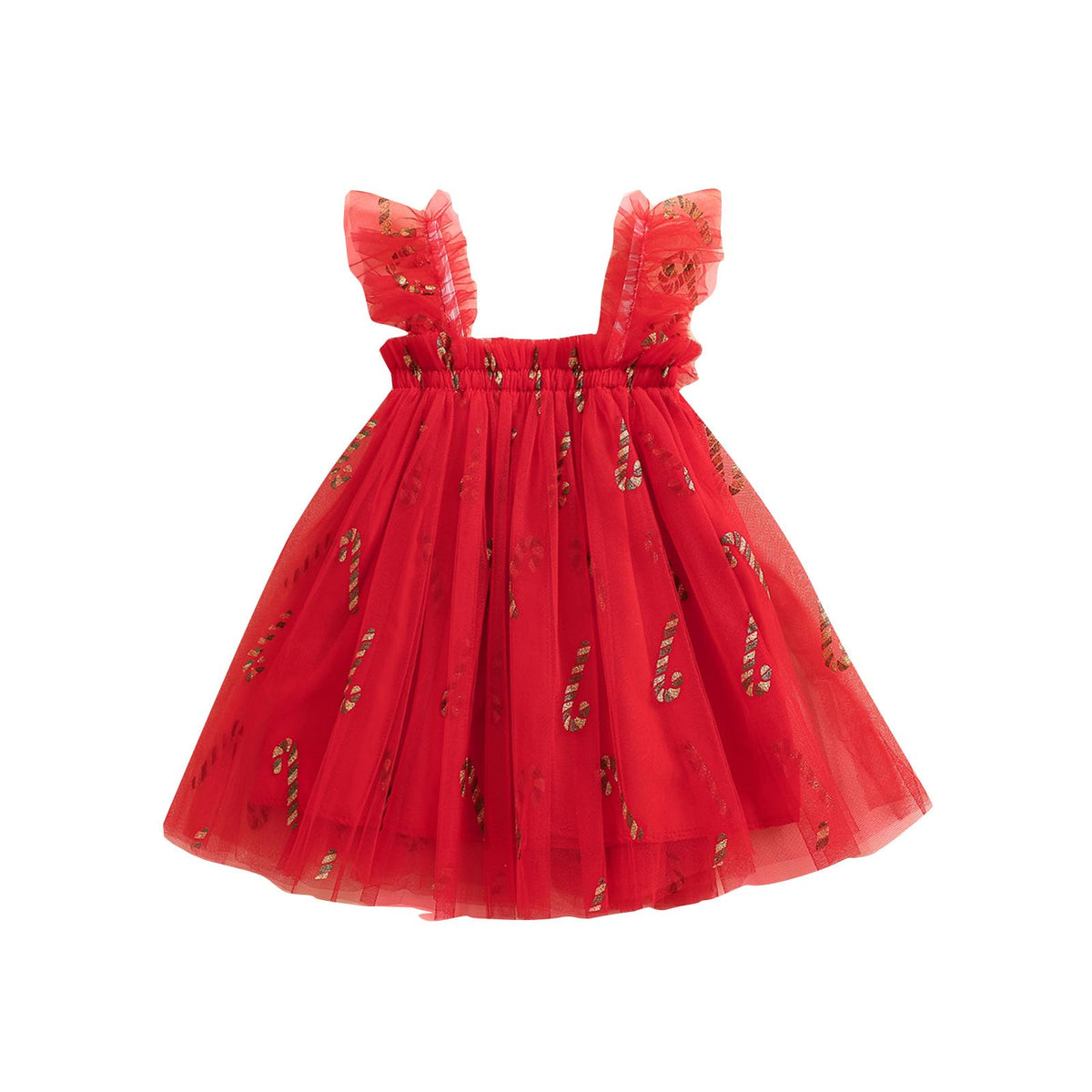 Nicoxijia Toddler Baby Girl Christmas Tutu Dress Sleeveless Christmas Tree Layered Tulle Dress Sequin Wedding Ball Gown (B-Red, 6-12 Months)