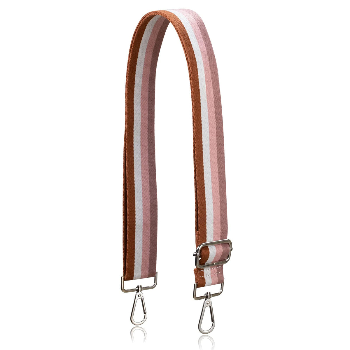 Allzedream Purse Strap Replacement Crossbody Handbag Stripe Wide Adjustable (Brown Pink, Silver Hardware)