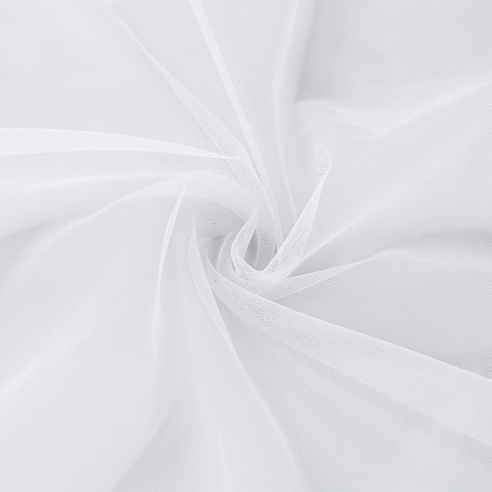 1.6m 5 Yards White Tulle Fabric Slightly Stretchy Mesh Sewing Net Fabric Sheer Chiffon Fabric Clothes Netting Fabric for Craft Decorations