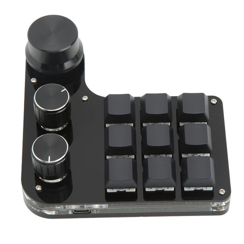 Zunate Mini Gaming Keypad 9 Keys, One Handed Programmable Keyboards with RGB Backlit and 3 Knobs, Compatible for Window Only, Easy to Use