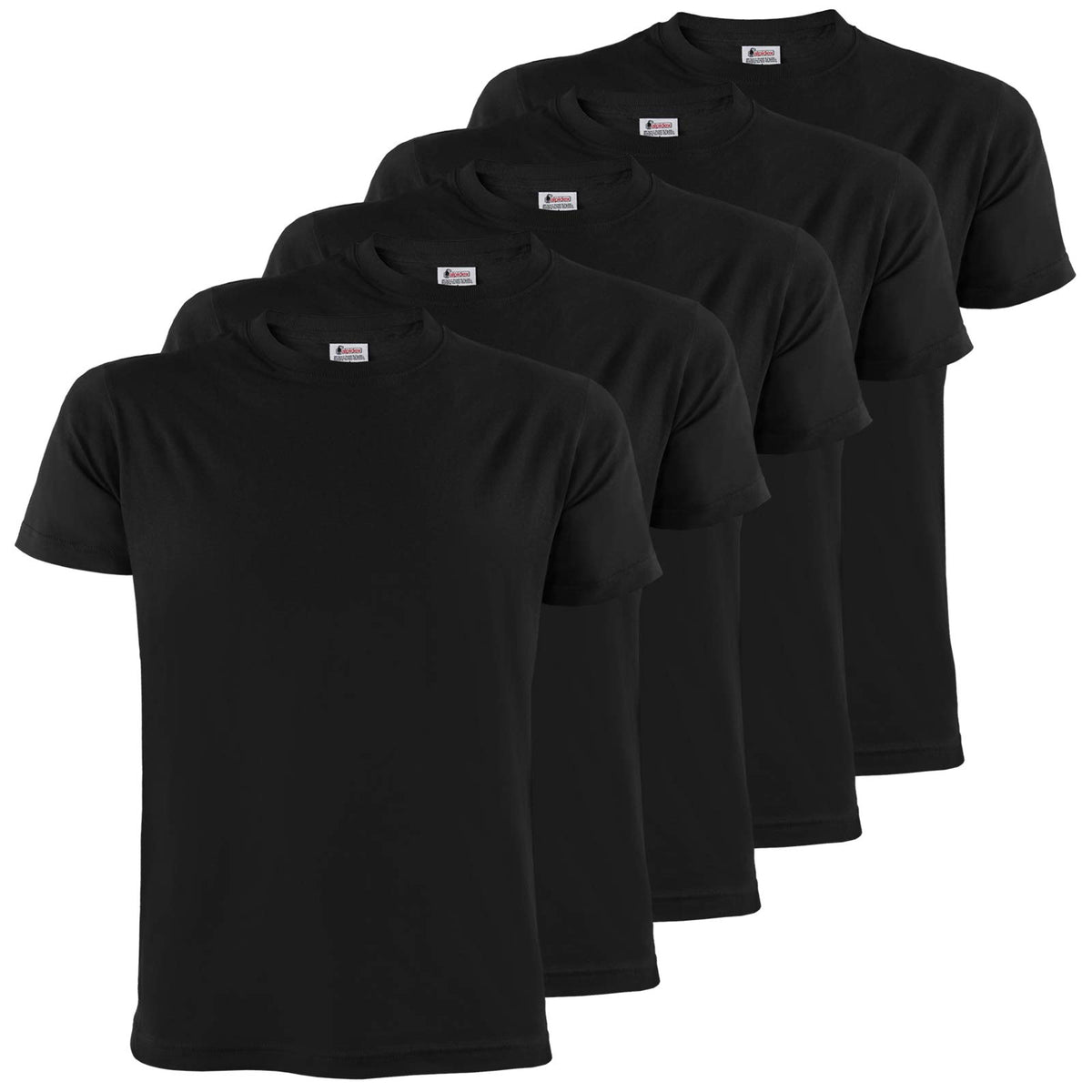 ALPIDEX Men's T-Shirts Pack of 5 with Round Neck, Plain Size S M L XL XXL 3XL 4XL 5XL, Size:XXXL, Colour:Black