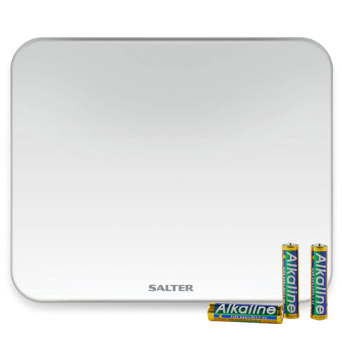 Salter 9204 WH3R Ghost Electronic Bathroom Scale - Compact Body Weight Scales, 180 KG Max Capacity, Hidden Until Lit Display, Step on for Instant Readings, Toughened Safety Glass, Carpet Feet, White