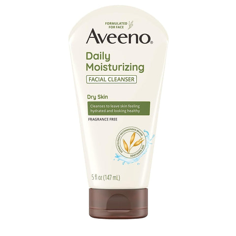 Aveeno Daily Moisturizing Facial Cleanser with Soothing Non-GMO Oat, Hydrating Face Wash for Soft & Supple Skin, Free of Parabens, Sulfates, Fragrance, Dyes & Soaps, 5 fl. oz
