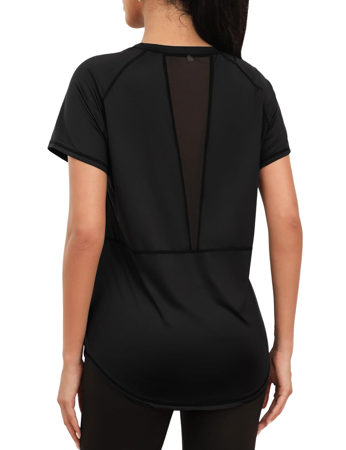 Gyabnw Gym Tops Women Workout Yoga Running Top Quick Dry Sports T-Shirt Ladies Crew Neck Short Sleeve Tee Shirts Black