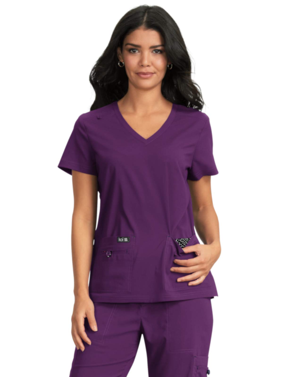KOI Basics 373 Women's Becca Top (Eggplant, Large)