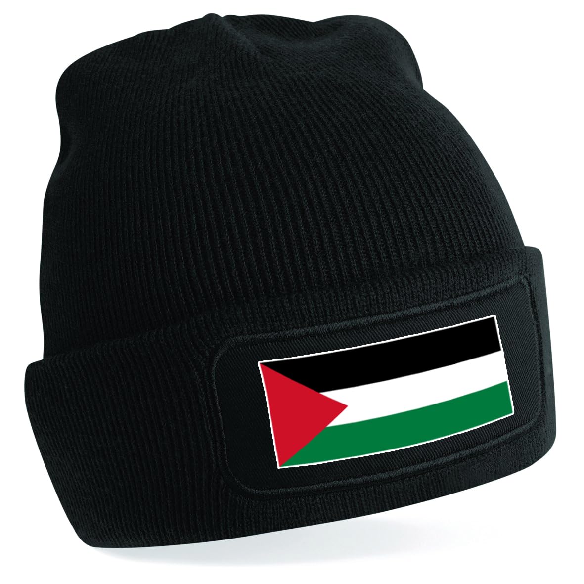 Spoilt Rotten Brand Palestine Flag Adults Black Beanie Hat Unisex Design