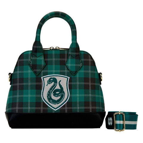 Loungefly Harry Potter Slytherin Patch Varsity Plaid Crossbody Bag