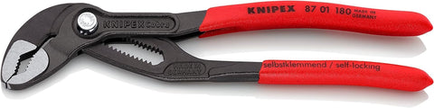 Knipex CobraÂ® High-Tech Water Pump Pliers grey atramentized, with non-slip plastic coating 180 mm (self-service card/blister) 87 01 180 SB