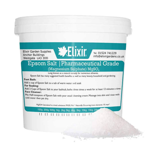 Elixir Gardens Epsom Salt (Pharmaceutical Grade) | Choose from 1kg, 5kg, 15kg, 20kg, 25kg | Supplied in Tub (15kg)