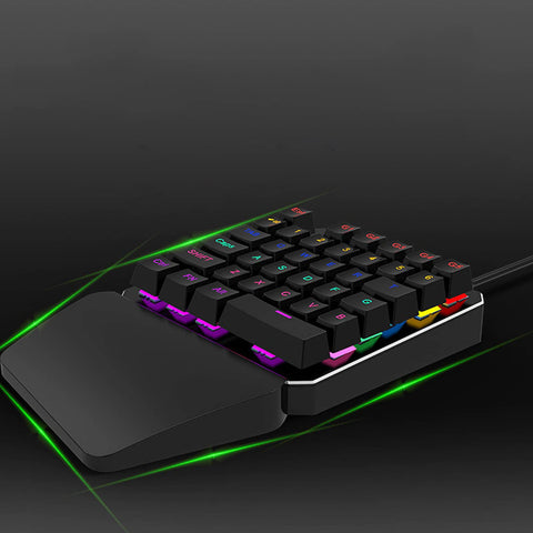 Naroote One Handed Keyboard 35 Keys USB Wired RGB Backlit Blue Switch Ergonomic Half Keyboard Mini Keyboard Gaming Keypads for Gaming Office Work
