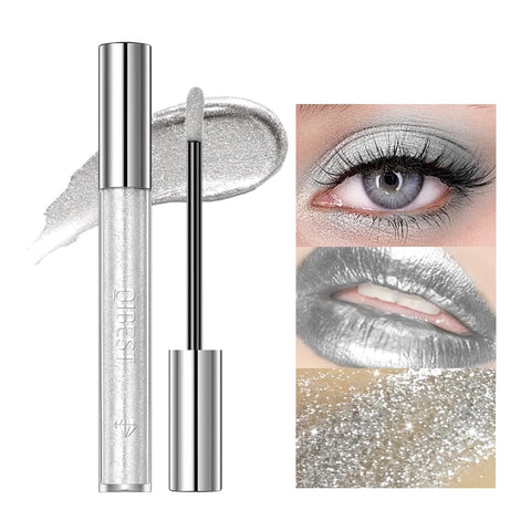 AKARY Diamond Liquid Lip Stain, Glitter Shimmer Lip Glaze Eyeshadow, High Pigment Color, Longwear, Non-Drying, Professional Makeup Lipstick & Eyeshadow, Ideal Makeup Gift Make Lips and Eyes Sparkle