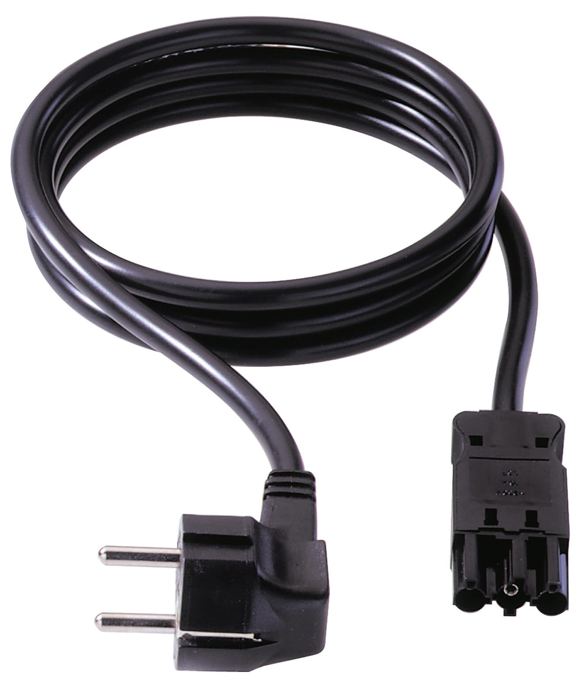 Bachmann 375.007 Device supply cable - Schuko GST18-5m - Black - S1: German type right angle plug S2: Wieland GST18/3 female connector - (> Cables & Signal Handling > 3. Accessories)