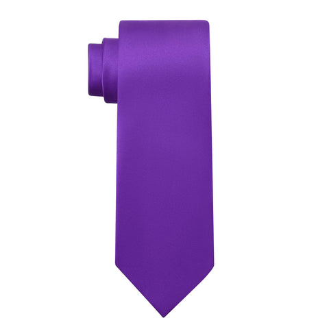 KOOELLE Men's Ties Solid Pure Color Plain Neckties Formal Black Ties For Men, 011-purple, Medium