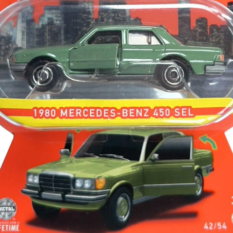 Collectible Matchbox Moving Parts Die-Cast Vehicle - 1980 Mercedes Benz 450 SEL ~ HLG27 ~ Green ~ Made with Recycled Zinc