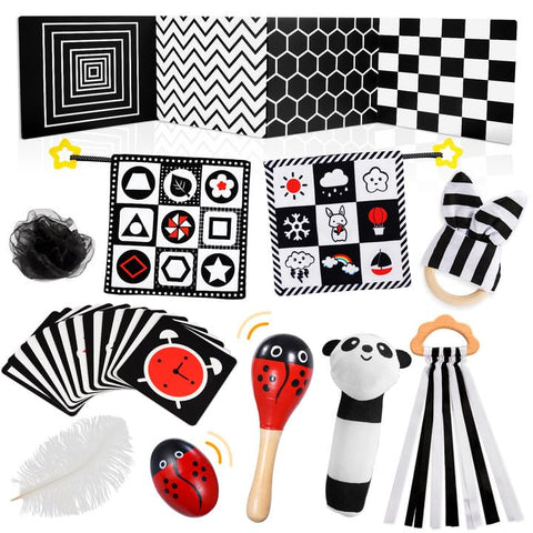 HappyKidsClub Black And White Sensory Toys, Baby Toys 0-6 Months Sensory Toys for Babies Newborn Toys Chirstmas EVE Gifts for Kids Baby Essentials for Newborn Montessori Toys for Babies 6-12 Months