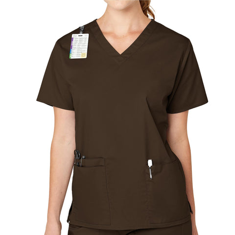 WonderWink WonderWORK WomenÃ¢â‚¬â„¢s V-Neck Scrub Top - Chocolate, Large