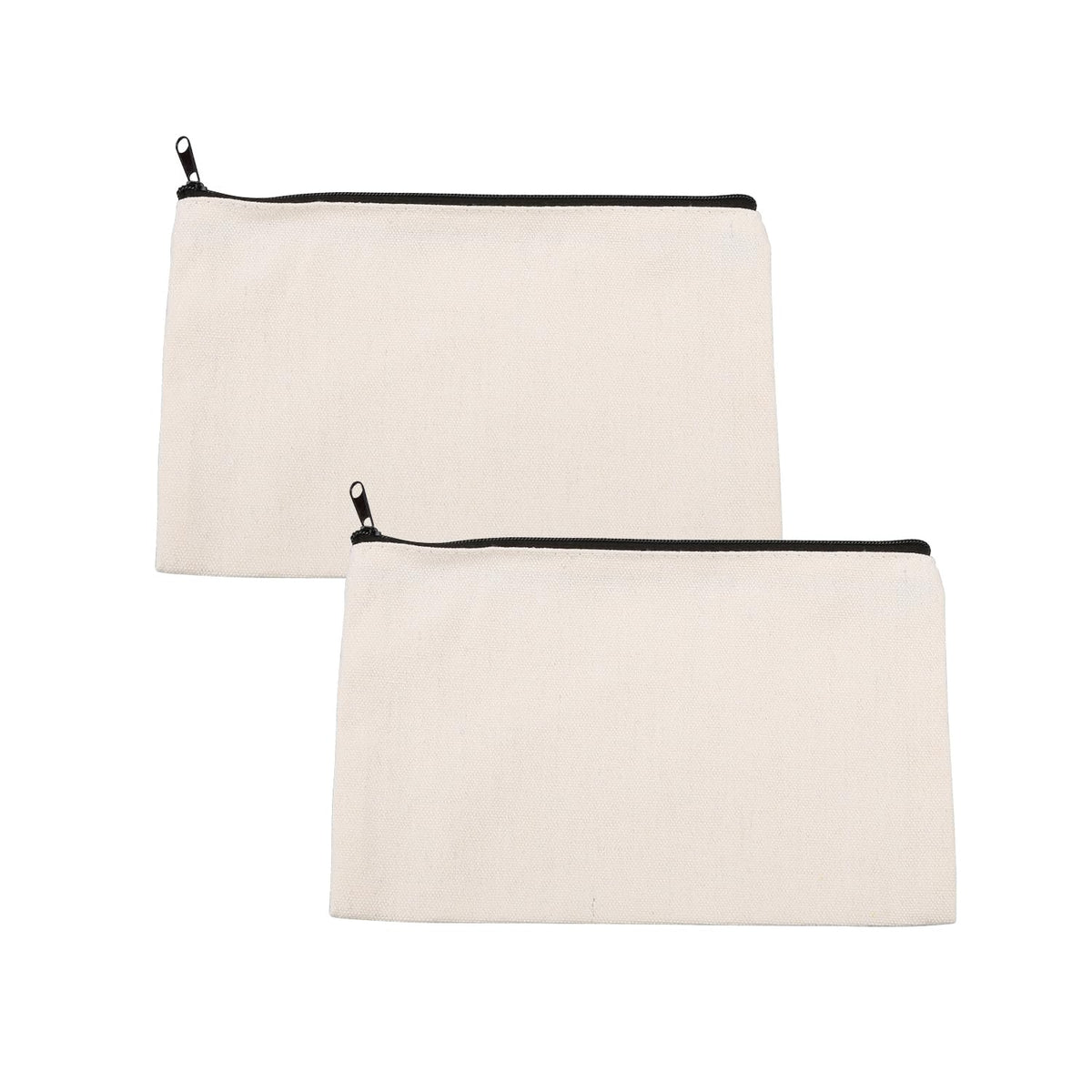 Rumyve2 pcs Blank Canvas Zipper Bag, Multi-Purpose Pure Canvas Pencil Case Painting, Blank DIY Craft Bag for Travel Craft School Toy Bag Makeup Bag