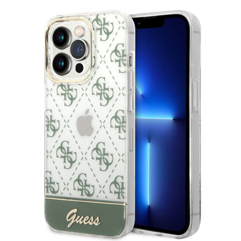 Guess 4G Pattern Script Collection GUHCP14XHG4MHA Hard Case for Apple iPhone 14 Pro Max Khaki black