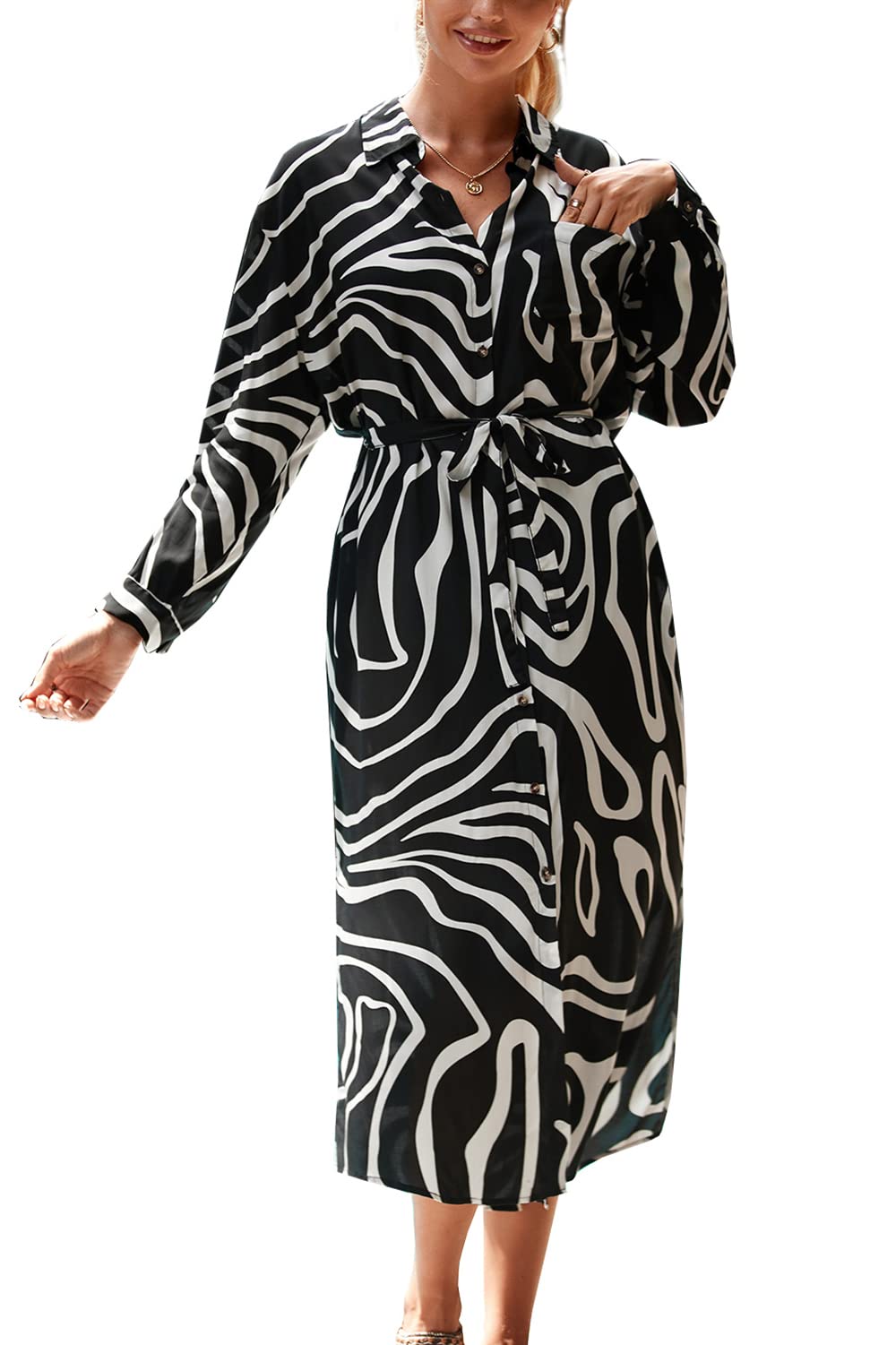 YouKD Womens Long Shirt Maxi Dress Boho Beach Bikini Cover Up Robe Plus Size Cardigan